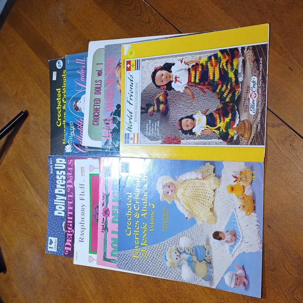 Lot of 10 Crochet Doll Toy Pattern Books Vintage Delights Jess Abulararach World